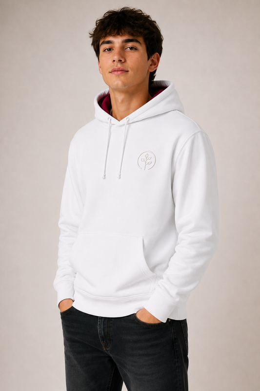 Accent Hoodie White / Burgundy