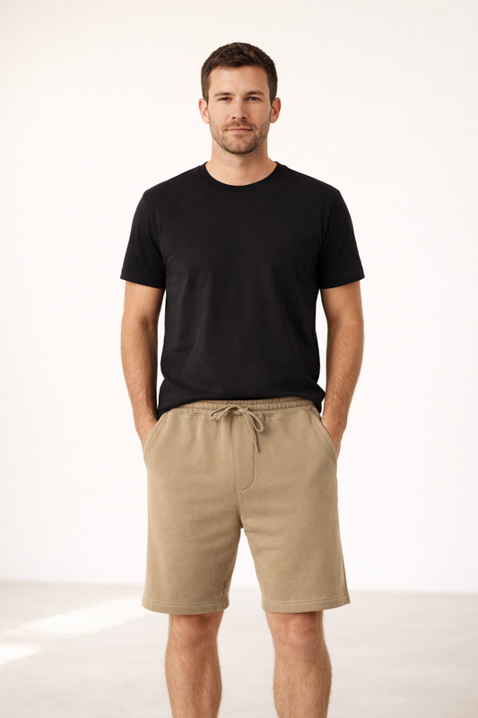 Mens Fleece Shorts - Sandstone