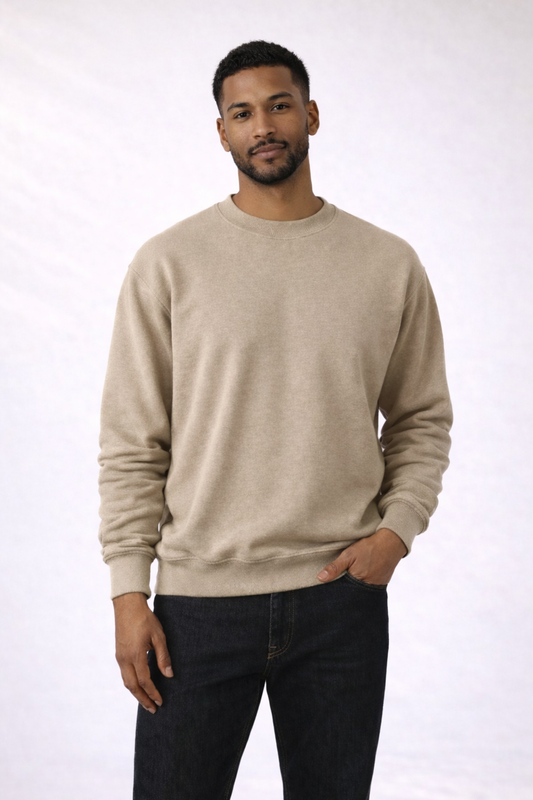 Mens Heavy Crewneck Sweatshirt - Sand