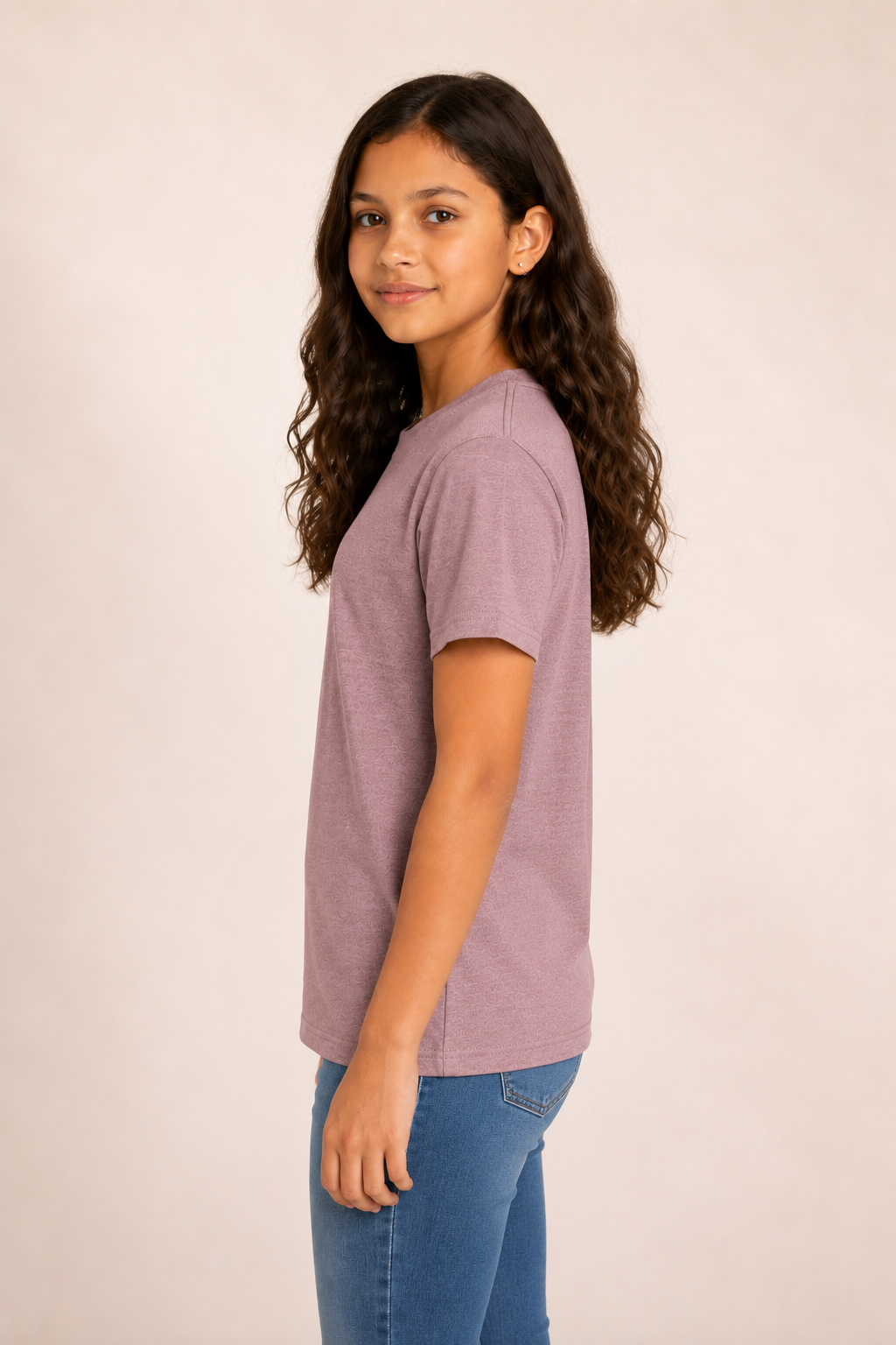 Youth Cotton T-Shirt - Heather Orchid