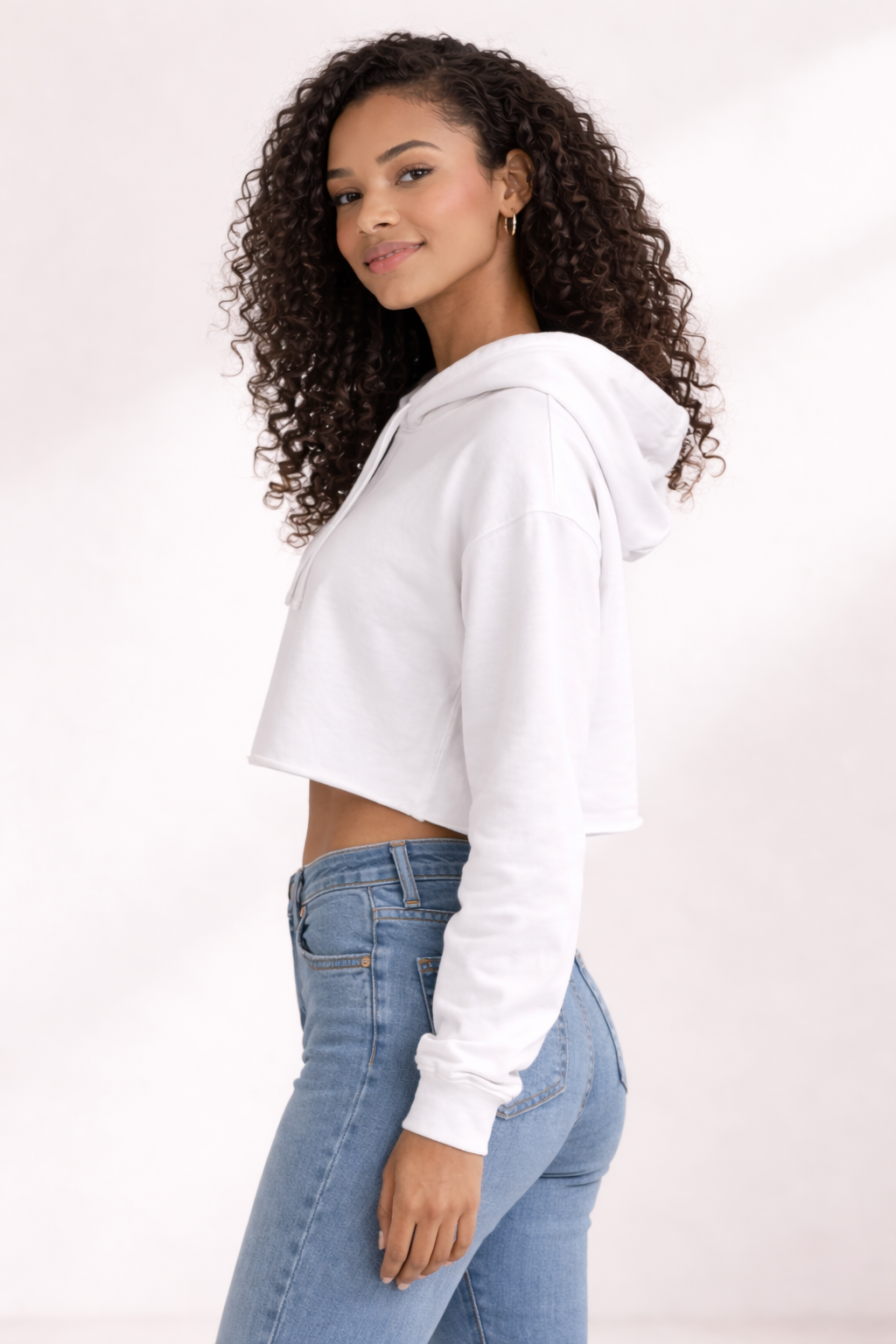 Women's Crop Hoodie - White