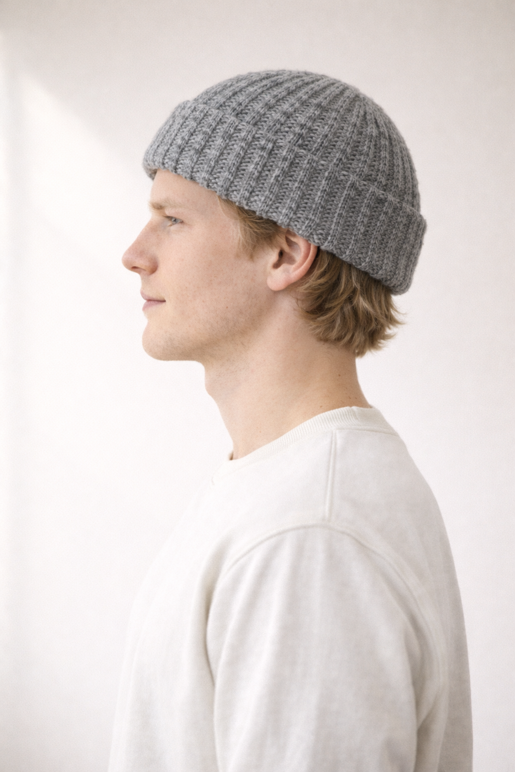 Chunky Knit Beanie - Grey/White