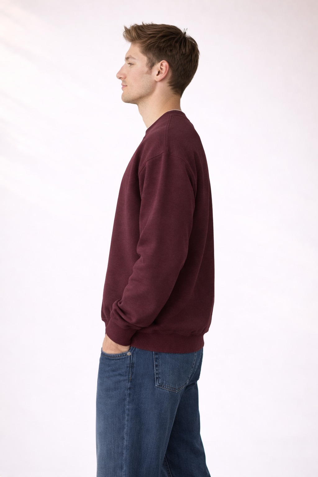 Mens Heavy Crewneck Sweatshirt - Maroon