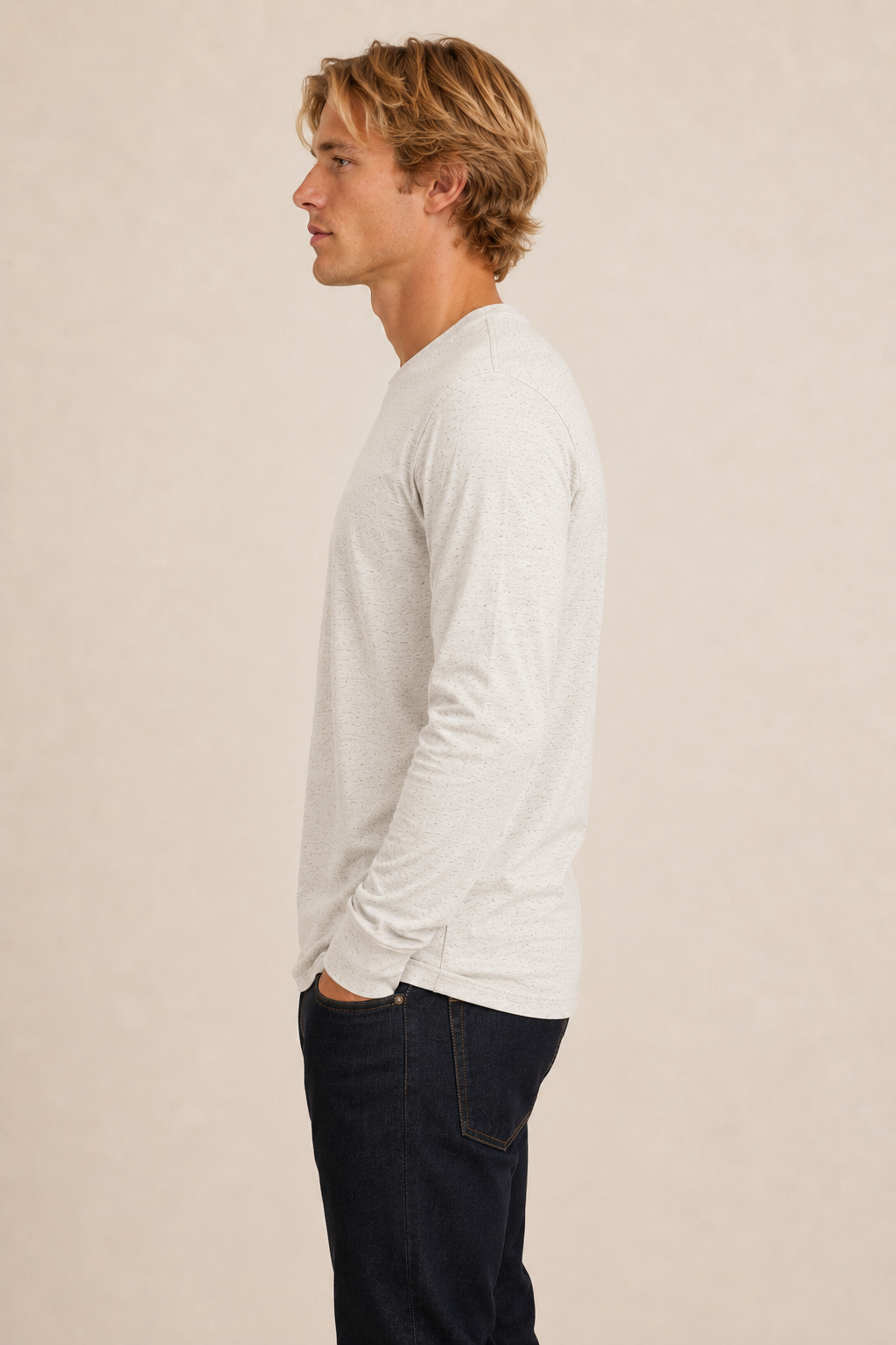 Men's Long Sleeve T-Shirt - Oatmeal