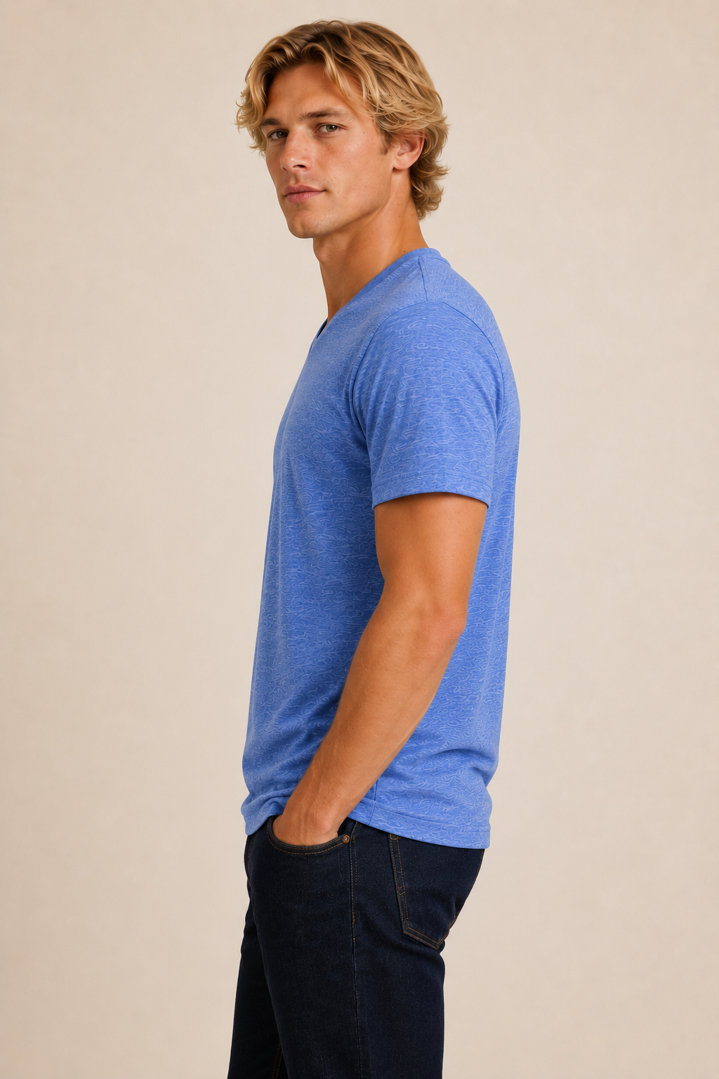 Men's V-Neck T-Shirt - Blue