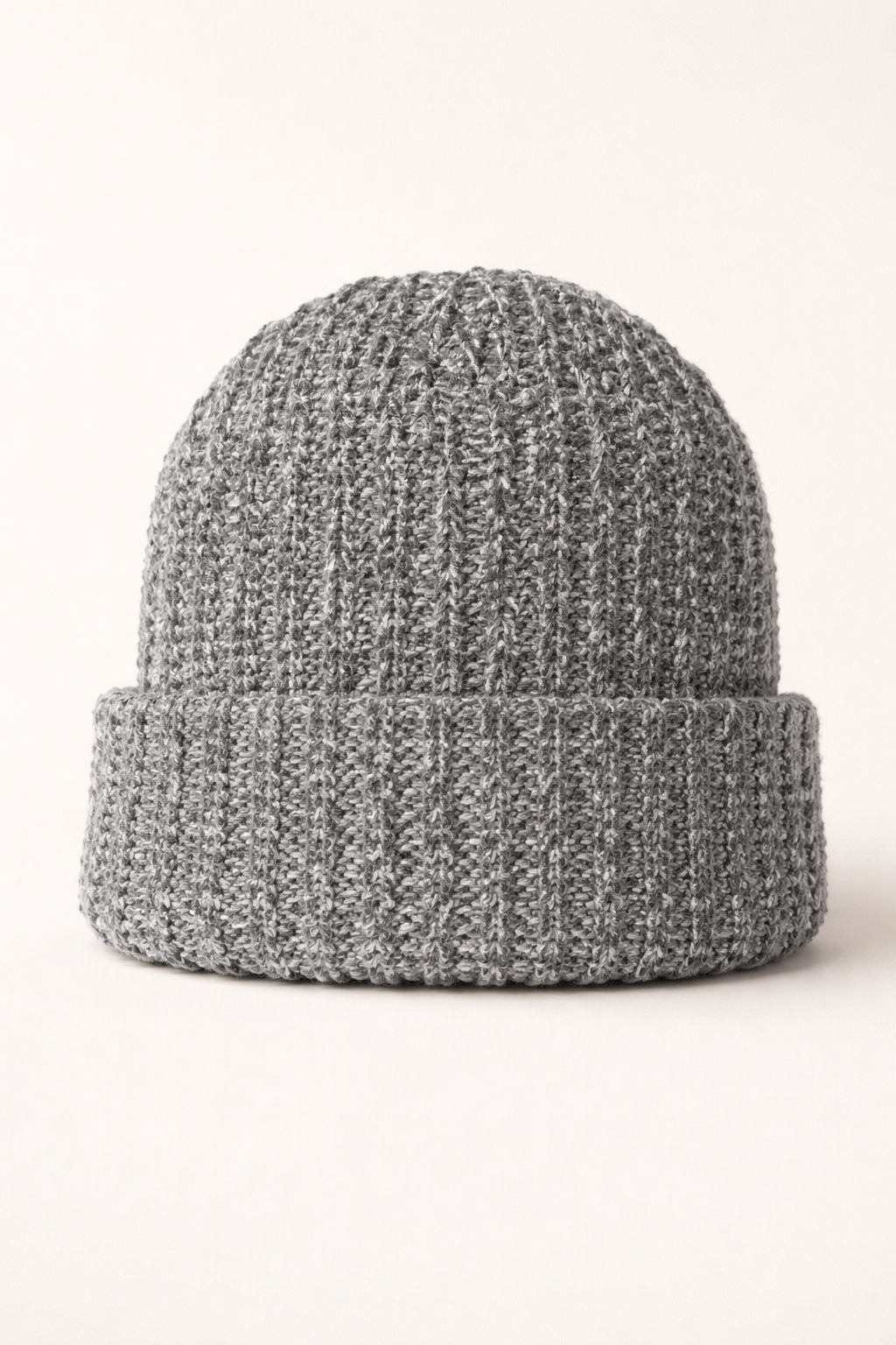 Chunky Knit Beanie - Grey/White