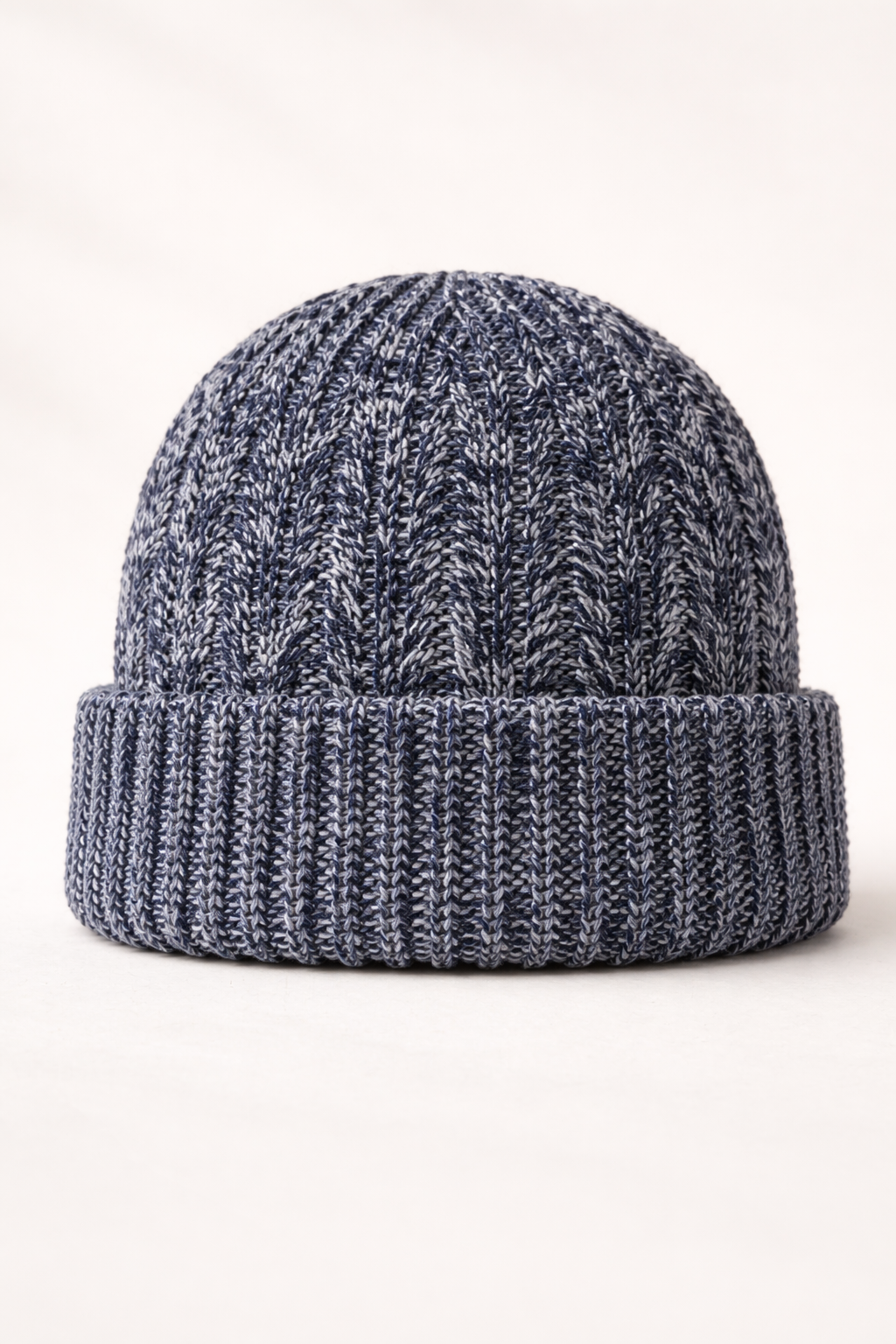 Chunky Knit Beanie - Navy/White