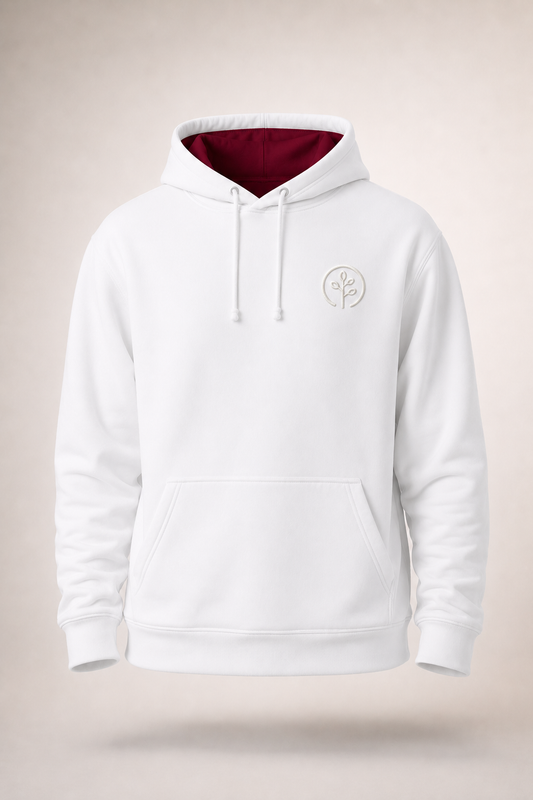 Accent Hoodie White / Burgundy