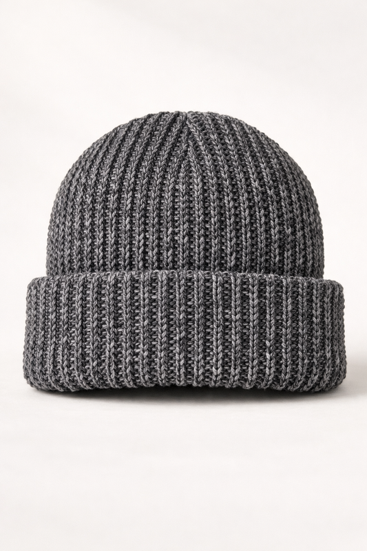 Chunky Knit Beanie - Black Natural