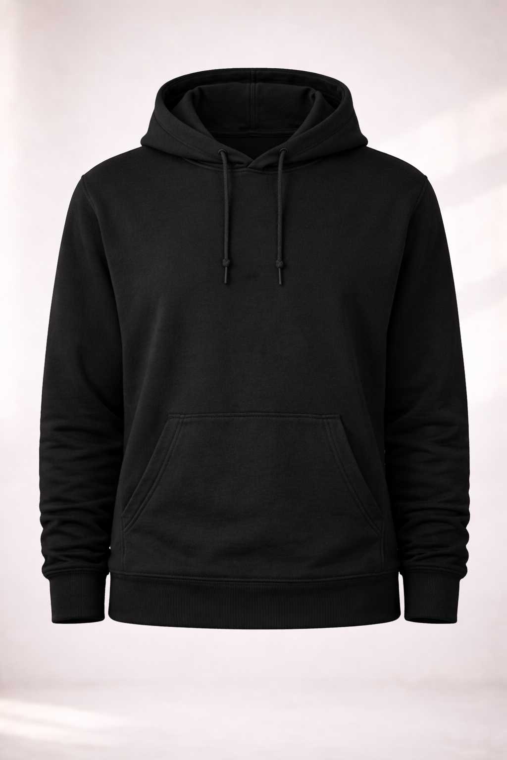 Atlaswear black essential pullover hoodie with drawstring hood and kangaroo pocket – minimalist everyday sweatshirt