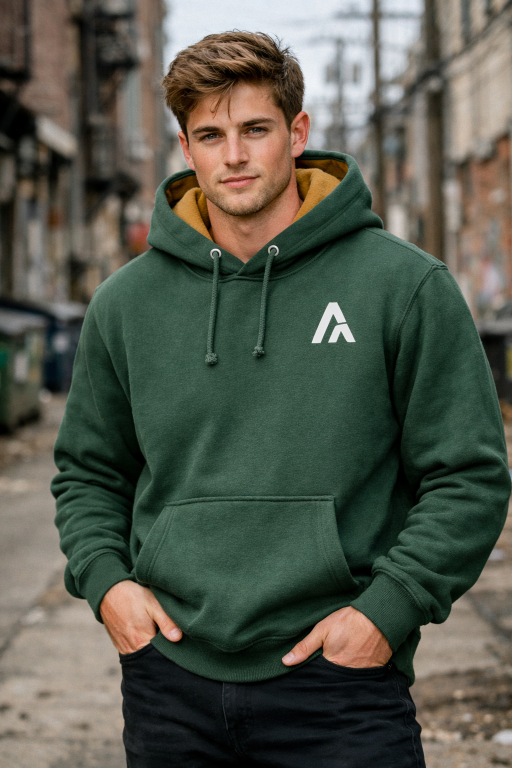 Essential Hoodie Forrest Green / Tan