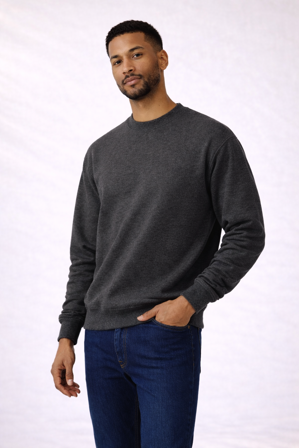Mens Heavy Crewneck Sweatshirt - Dark Heather