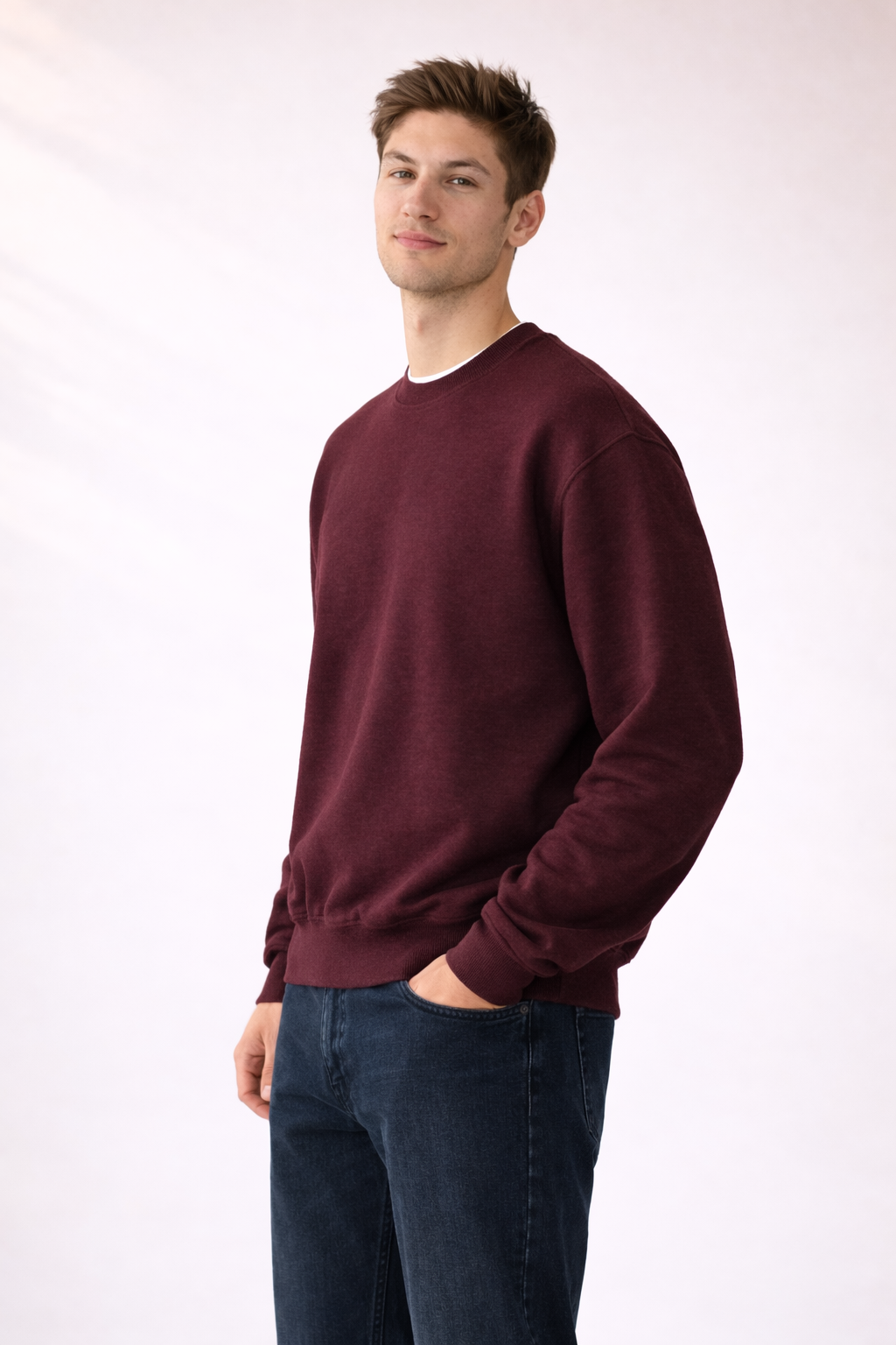 Mens Heavy Crewneck Sweatshirt - Maroon