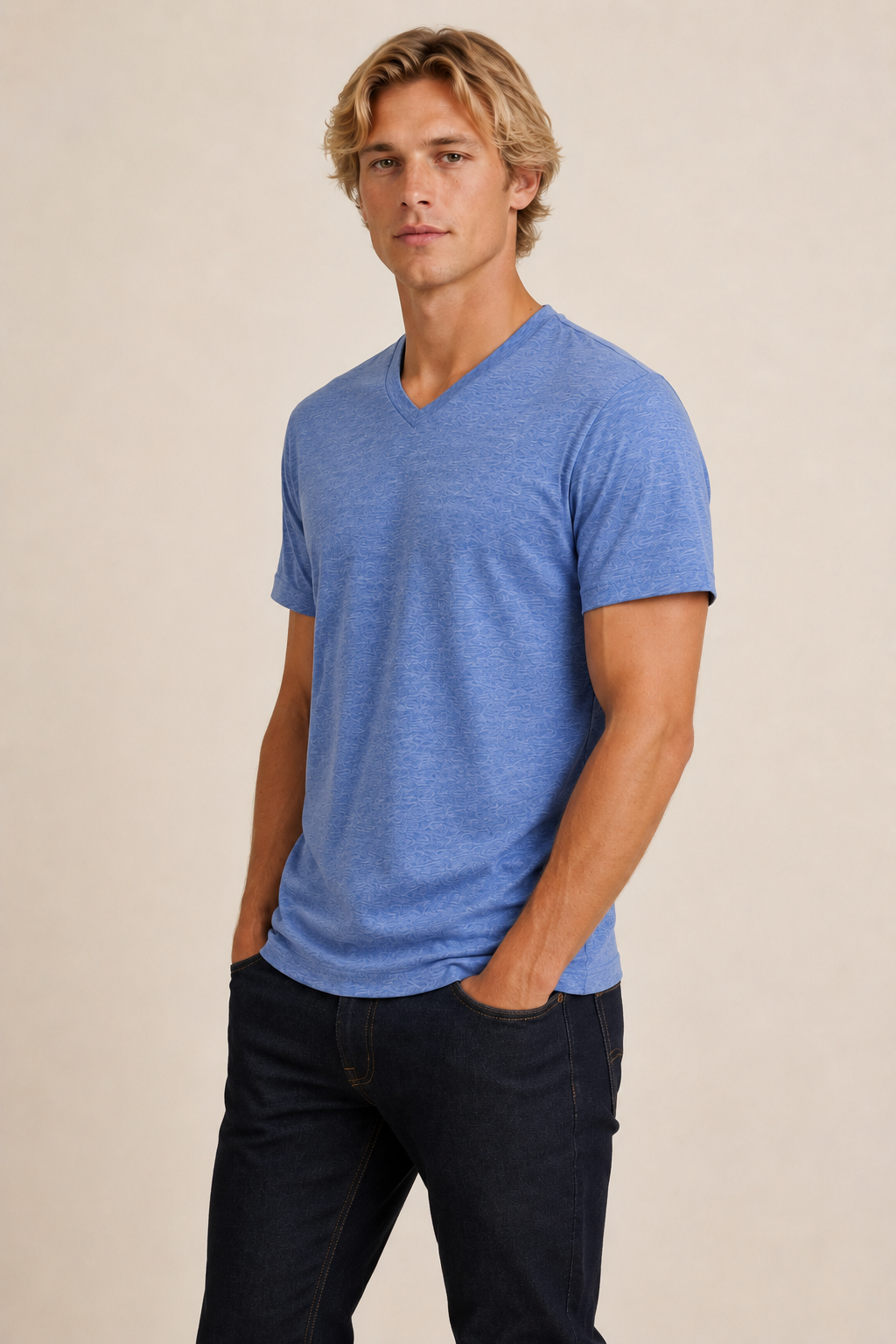Men's V-Neck T-Shirt - Blue