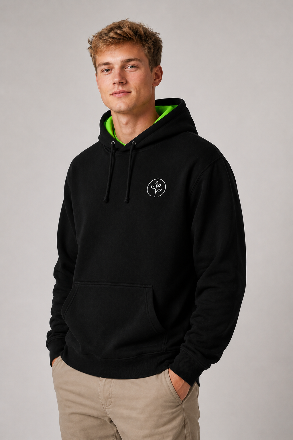 Accent Hoodie Black / Neon Green
