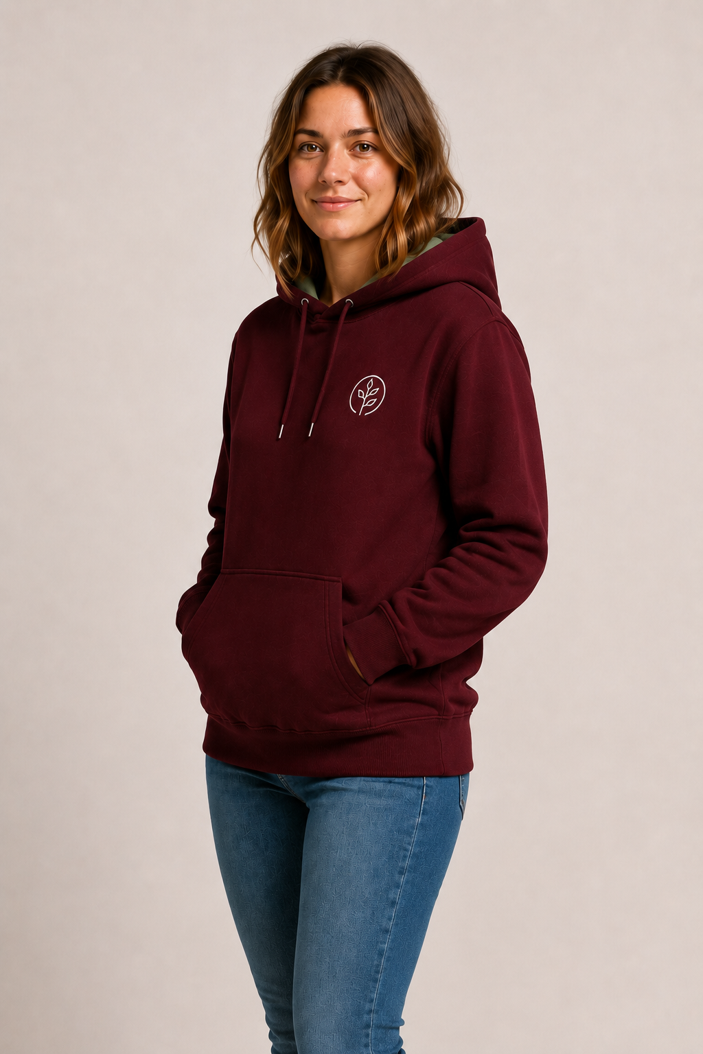 Accent Hoodie Maroon / Sage