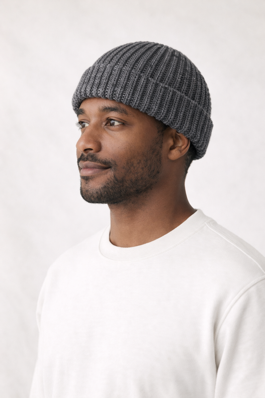 Chunky Knit Beanie - Black Natural