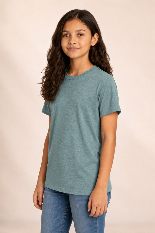 Youth Cotton T-Shirt - Heather Dusty Blue