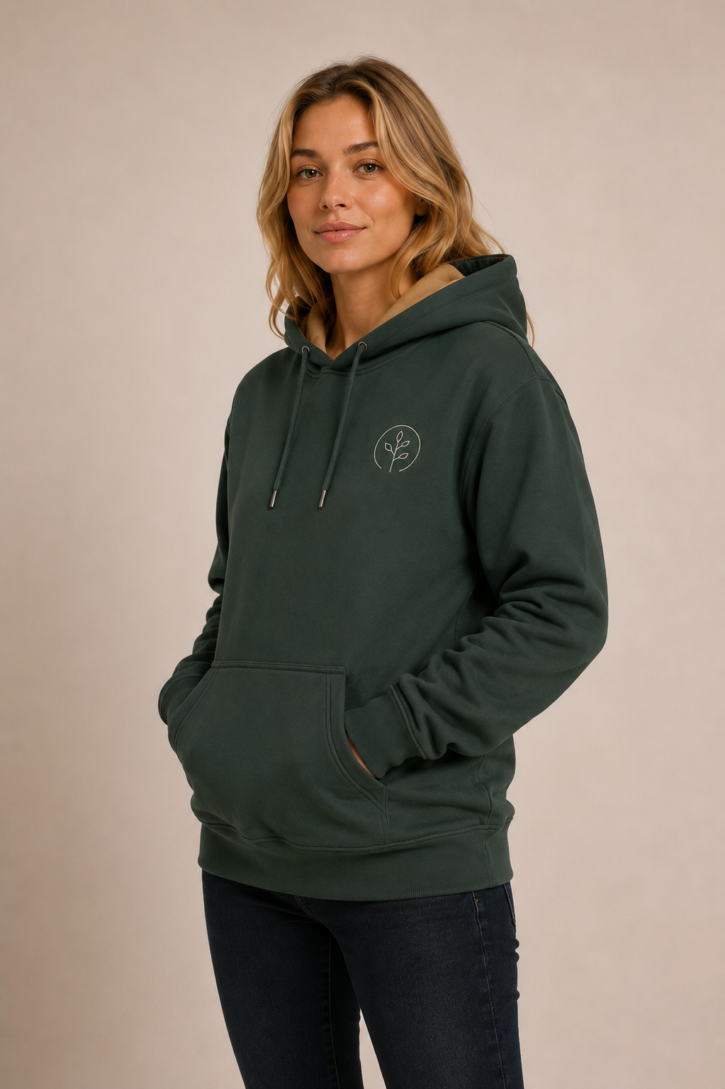 Accent Hoodie Forrest Green / Tan