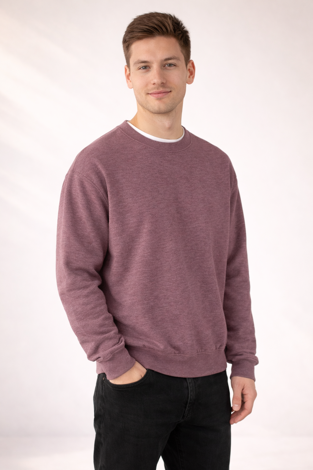 Mens Heavy Crewneck Sweatshirt - Heather Dark Maroon