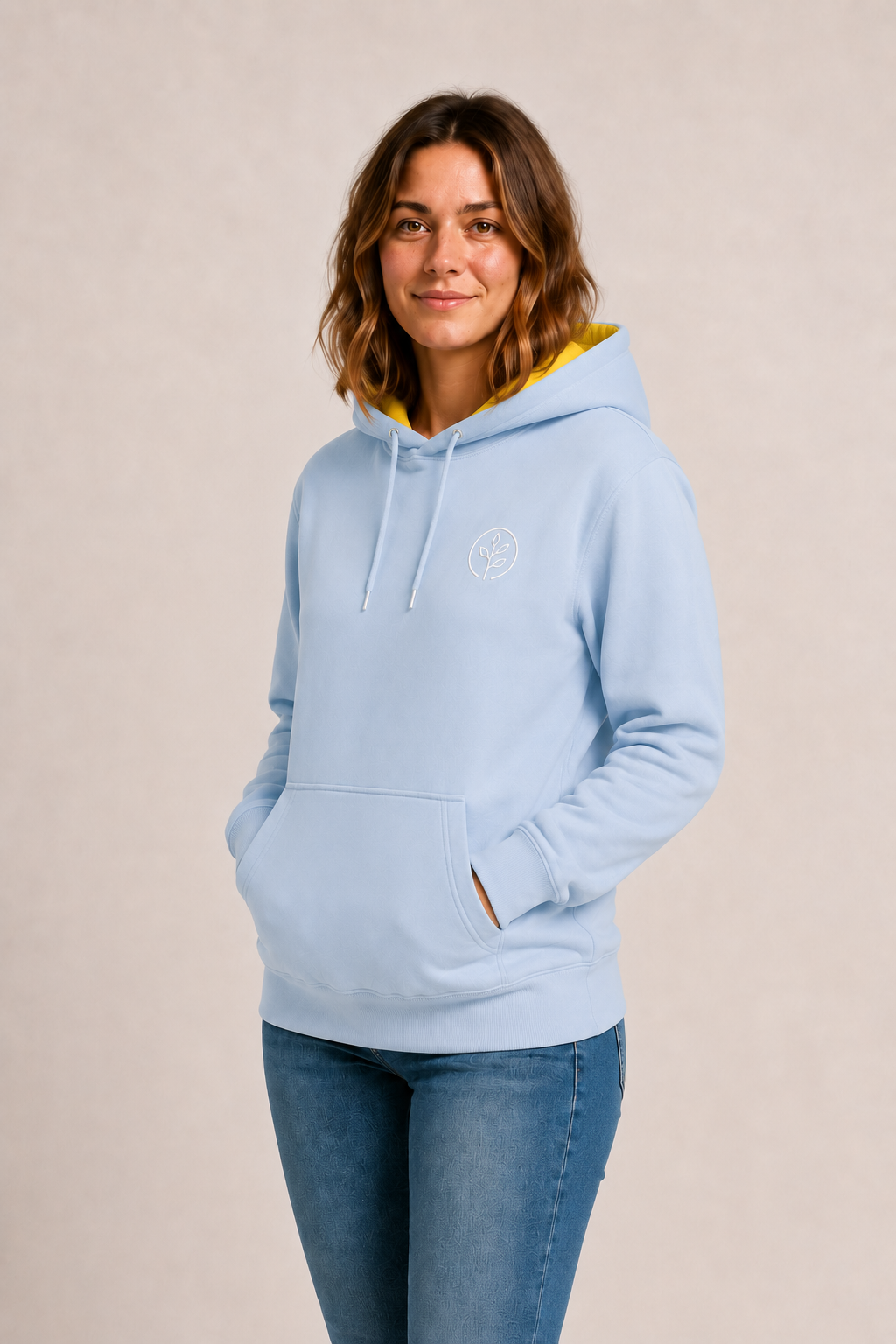 Accent Hoodie Light Blue / Yellow