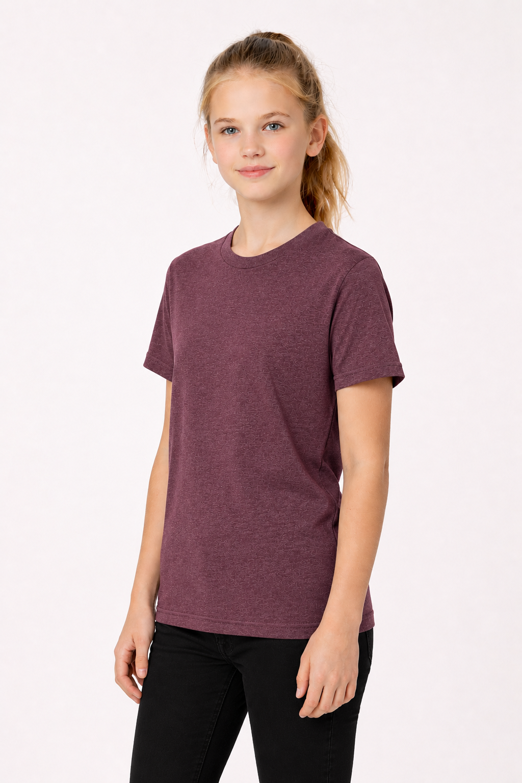 Youth Cotton T-Shirt - Heather Maroon