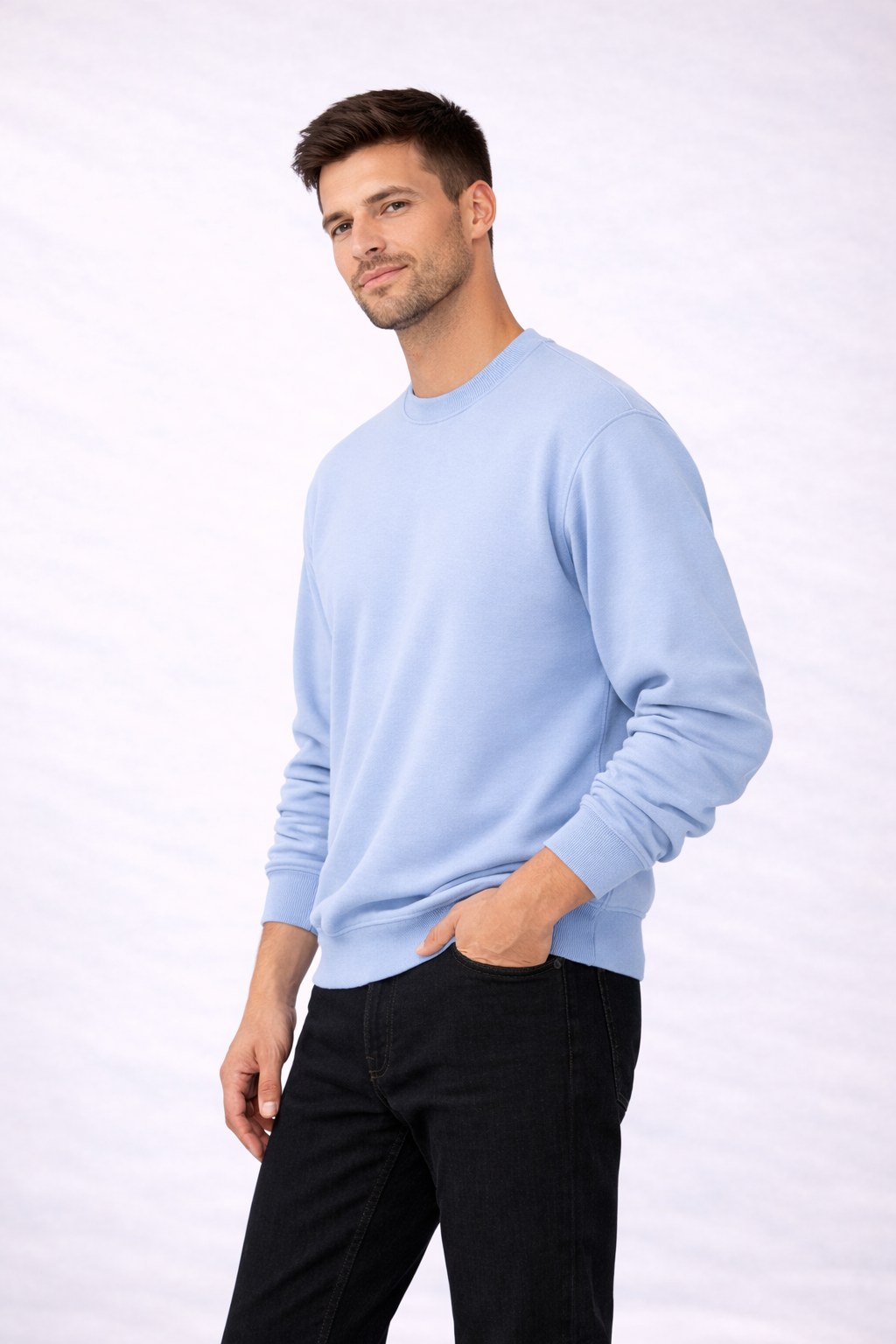 Mens Heavy Crewneck Sweatshirt - Light Blue