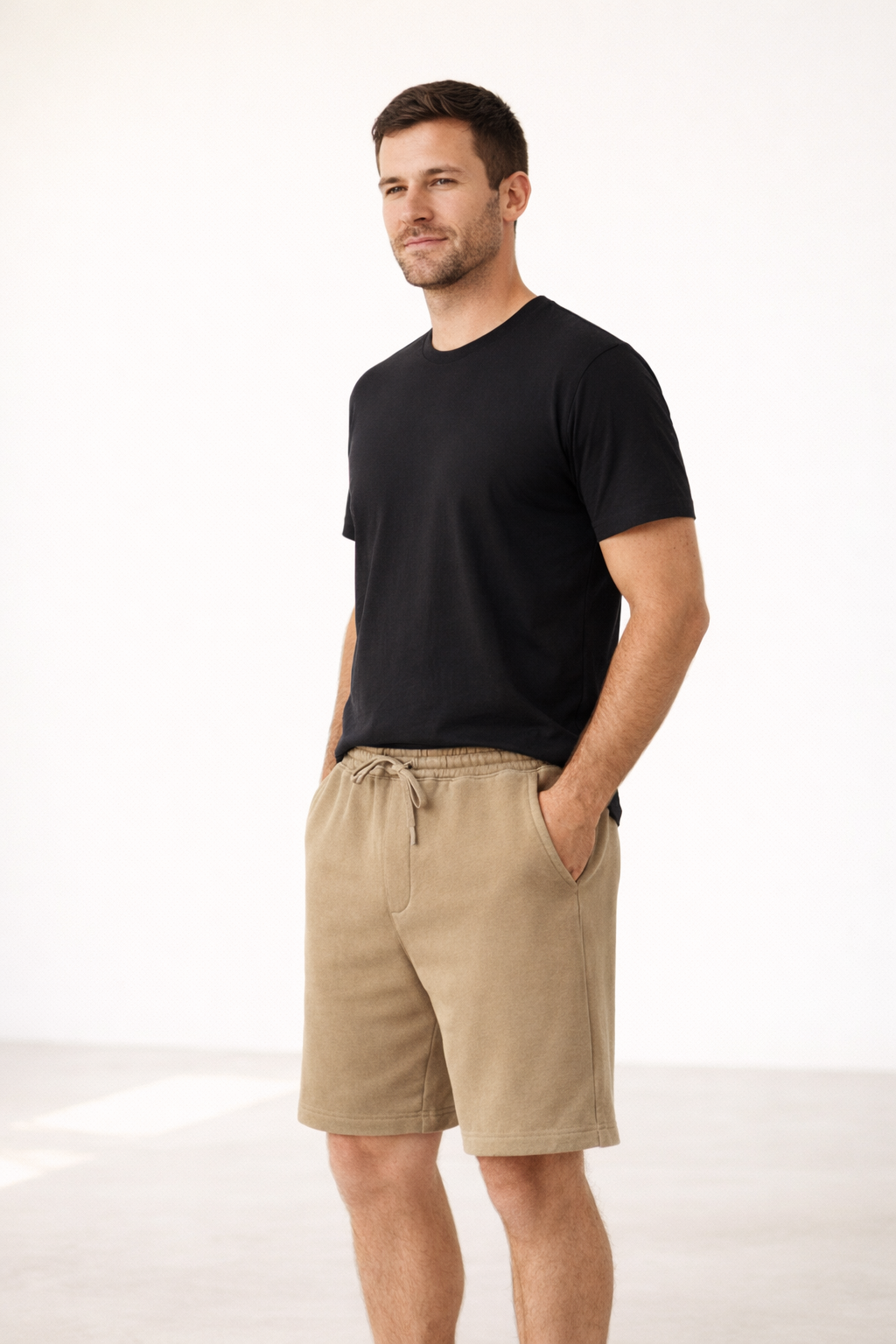 Mens Fleece Shorts - Sandstone