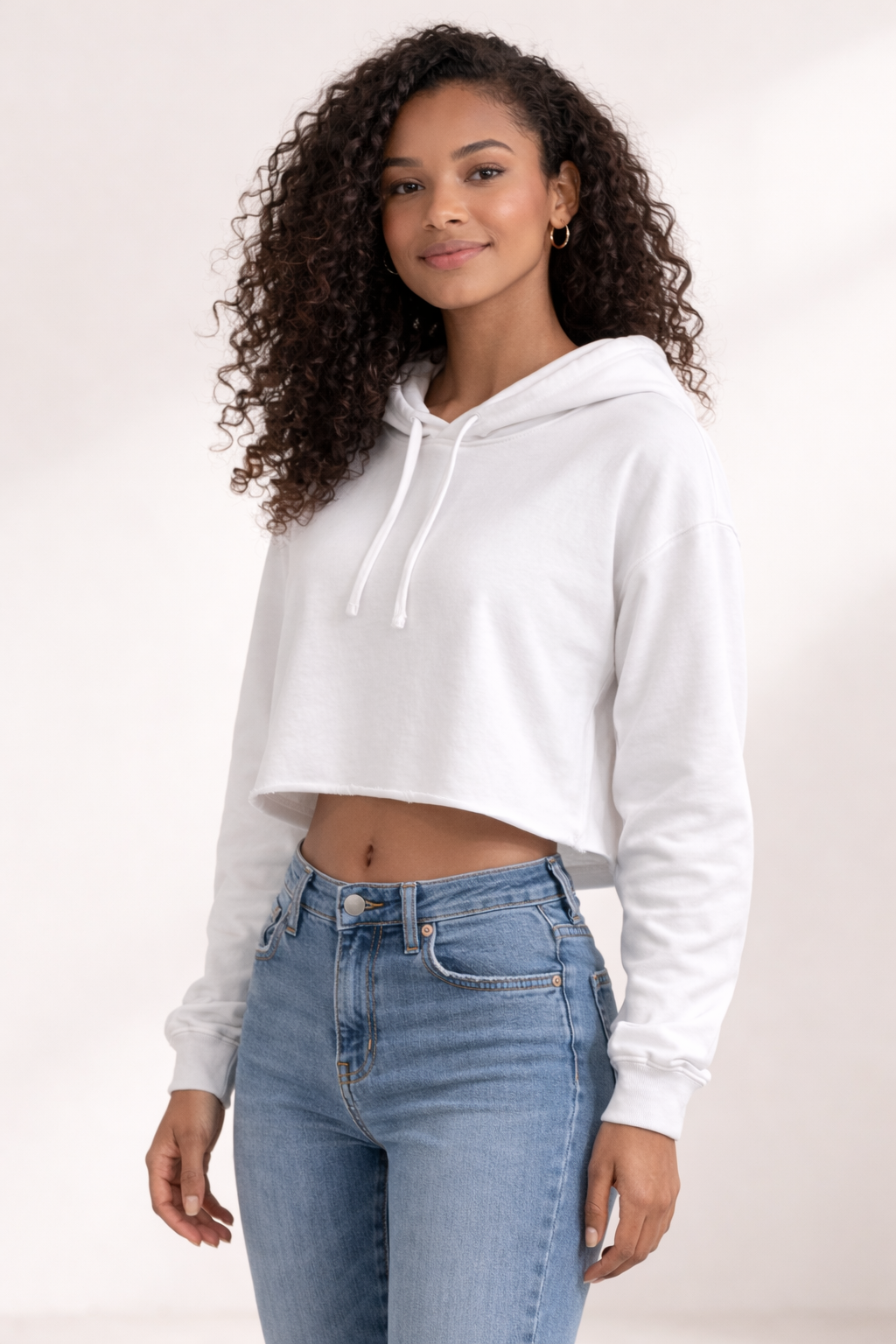Women's Crop Hoodie - White