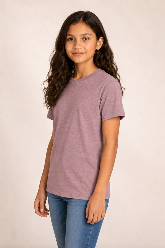 Youth Cotton T-Shirt - Heather Orchid