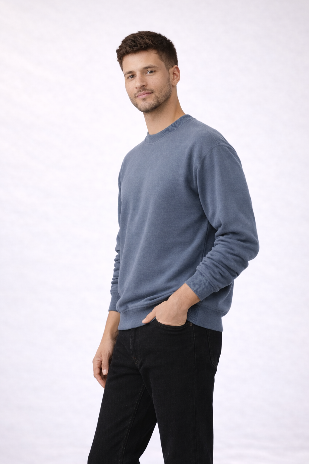 Mens Heavy Crewneck Sweatshirt - Indigo Blue