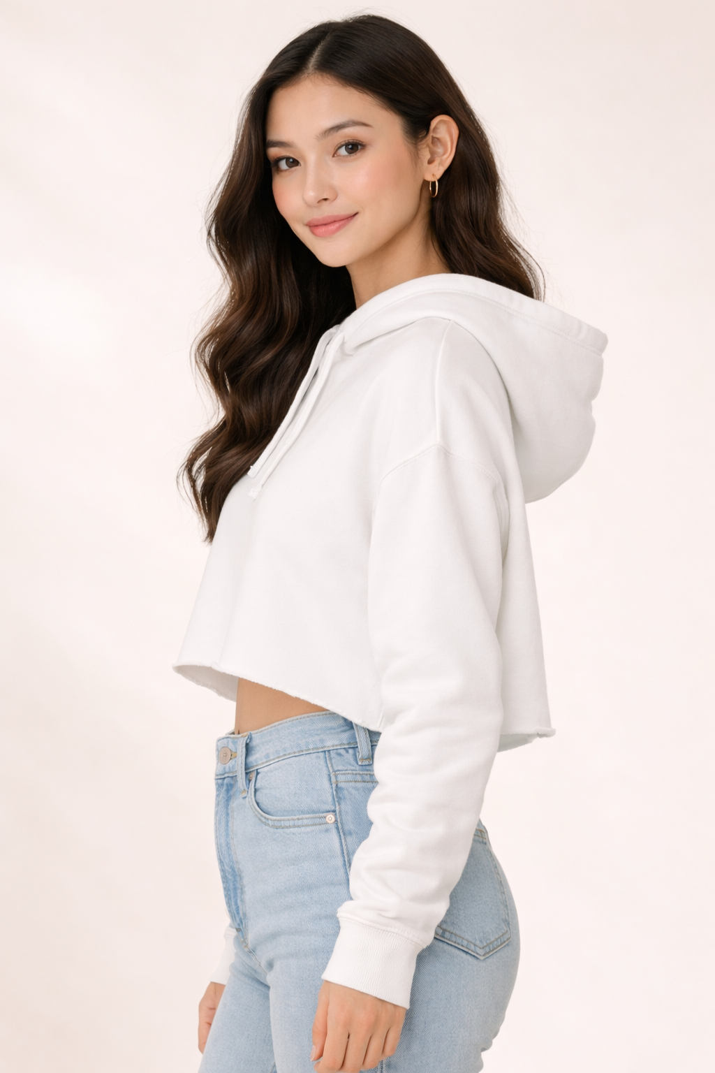 Women's Crop Hoodie - Bone