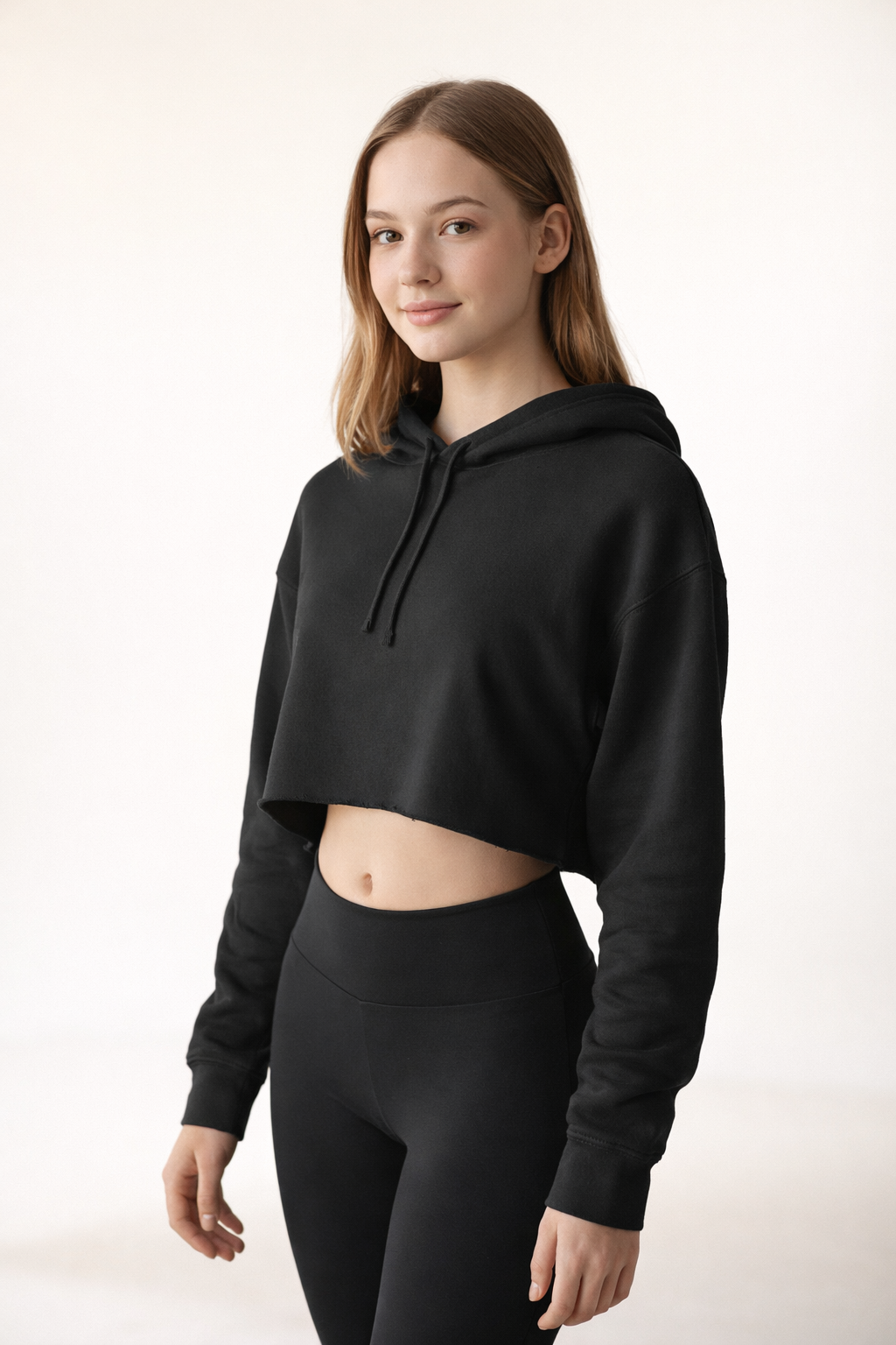 Women's Crop Hoodie - Black