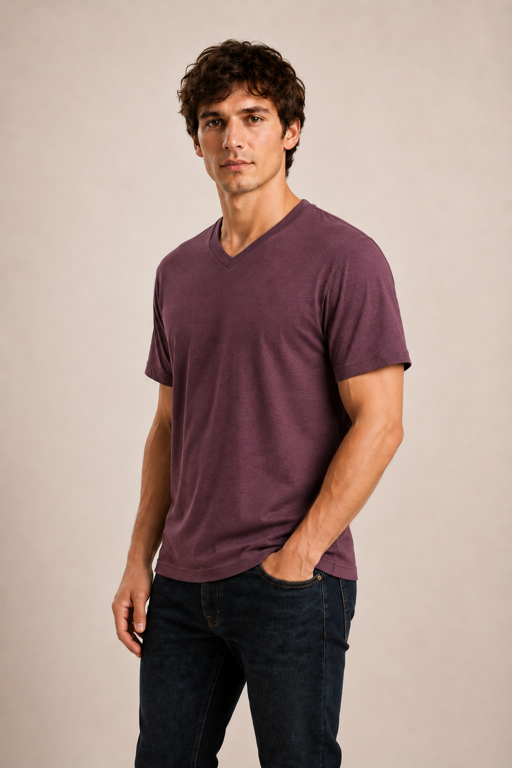 Men's V-Neck T-Shirt - Maroon