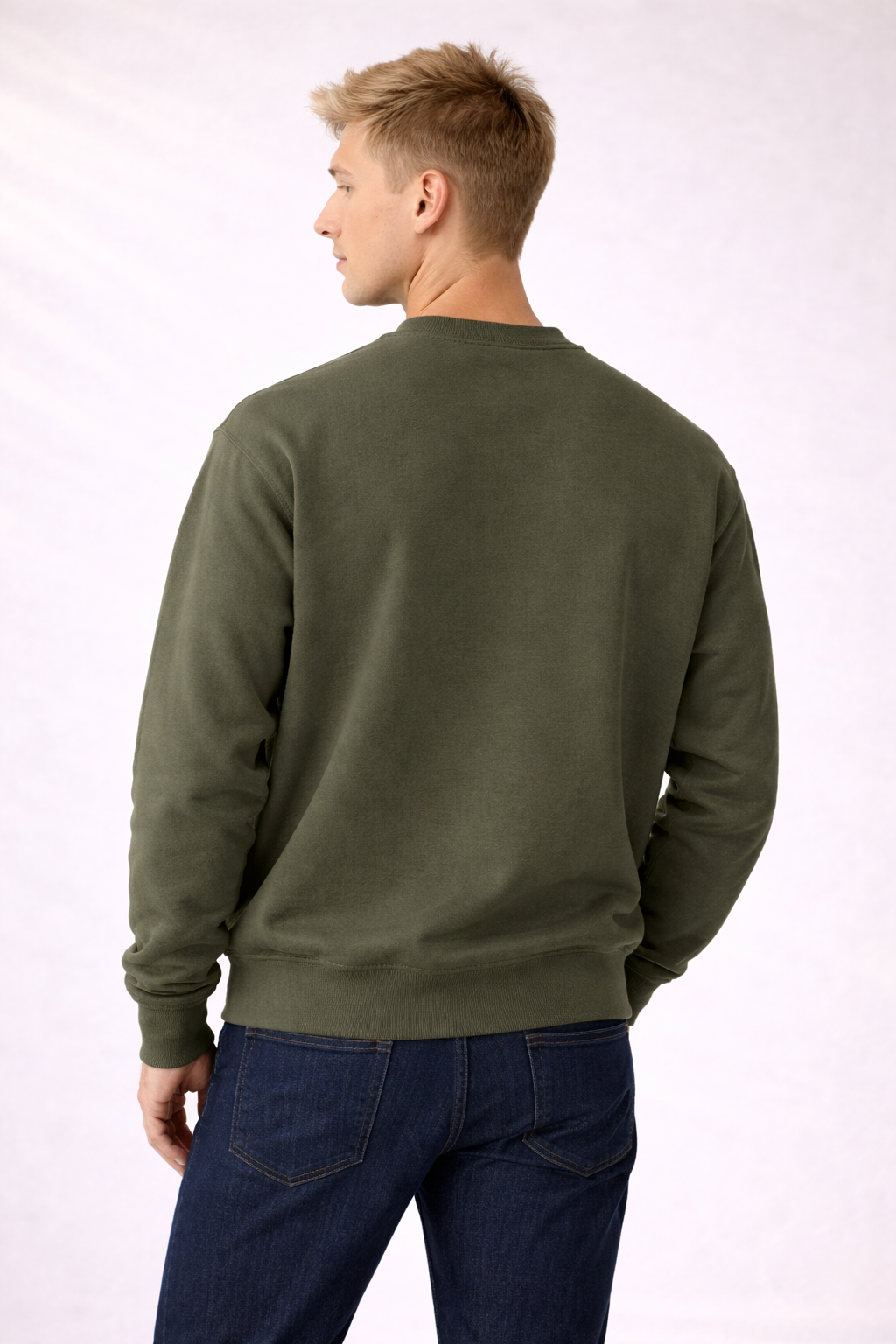 Mens Heavy Crewneck Sweatshirt - Military Green