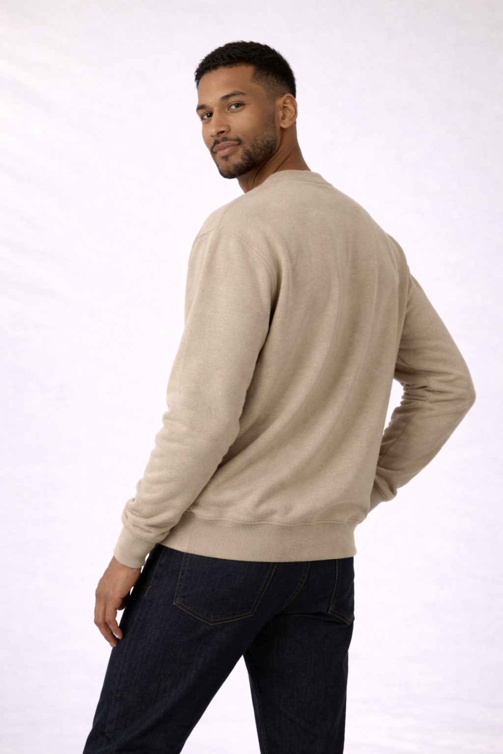 Mens Heavy Crewneck Sweatshirt - Sand