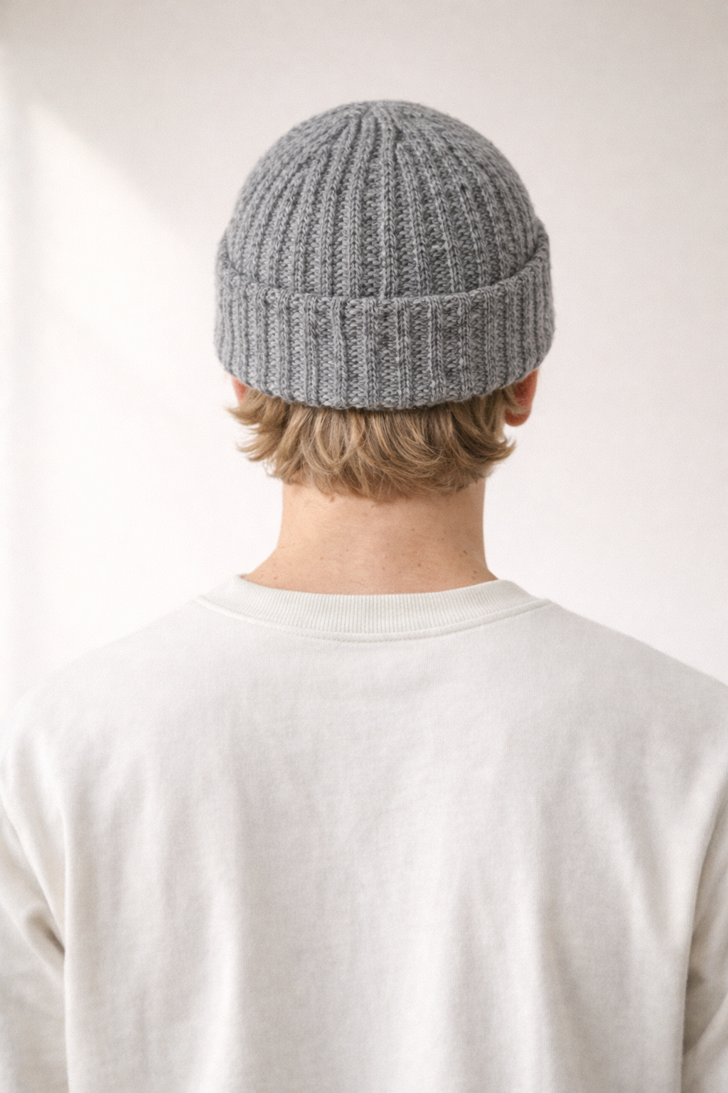 Chunky Knit Beanie - Grey/White