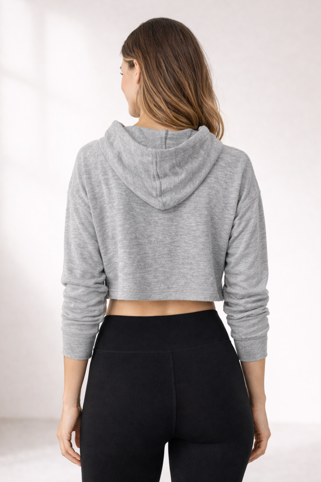 Women's Crop Hoodie - Heather Grey