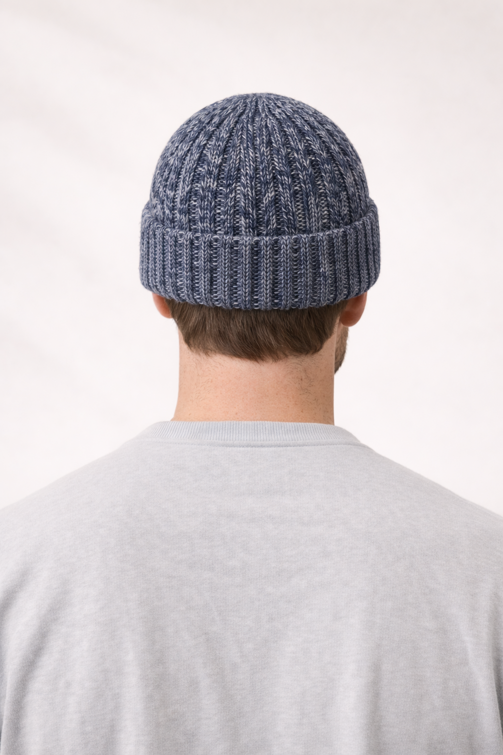 Chunky Knit Beanie - Navy/White