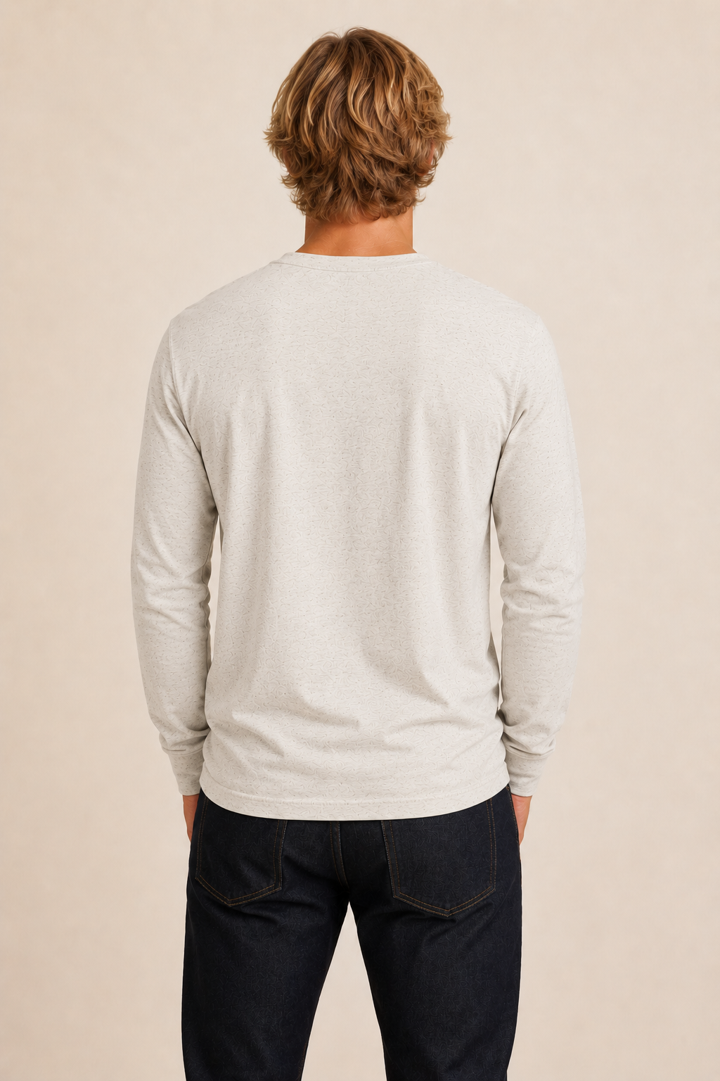 Men's Long Sleeve T-Shirt - Oatmeal