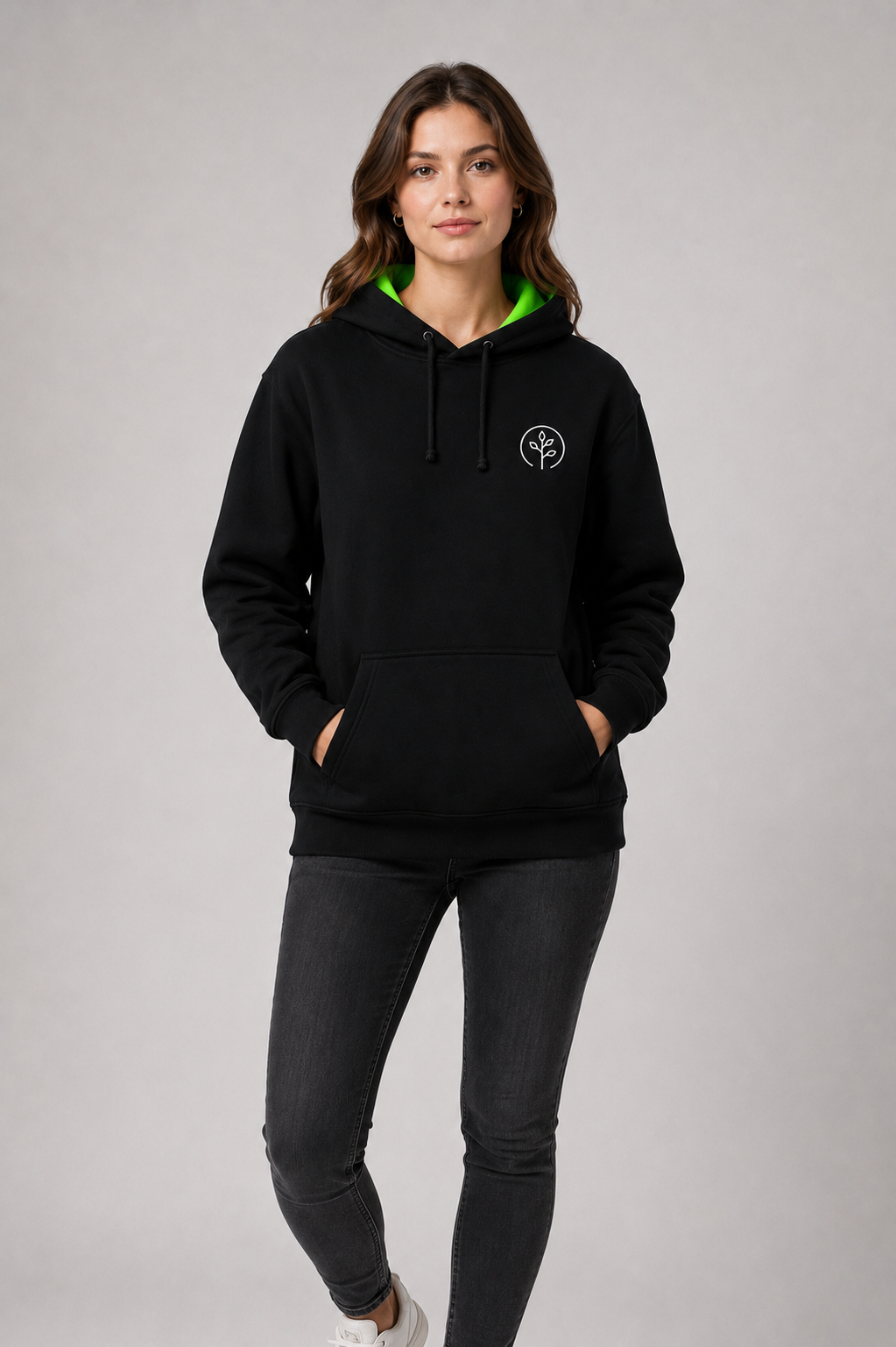 Accent Hoodie Black / Neon Green
