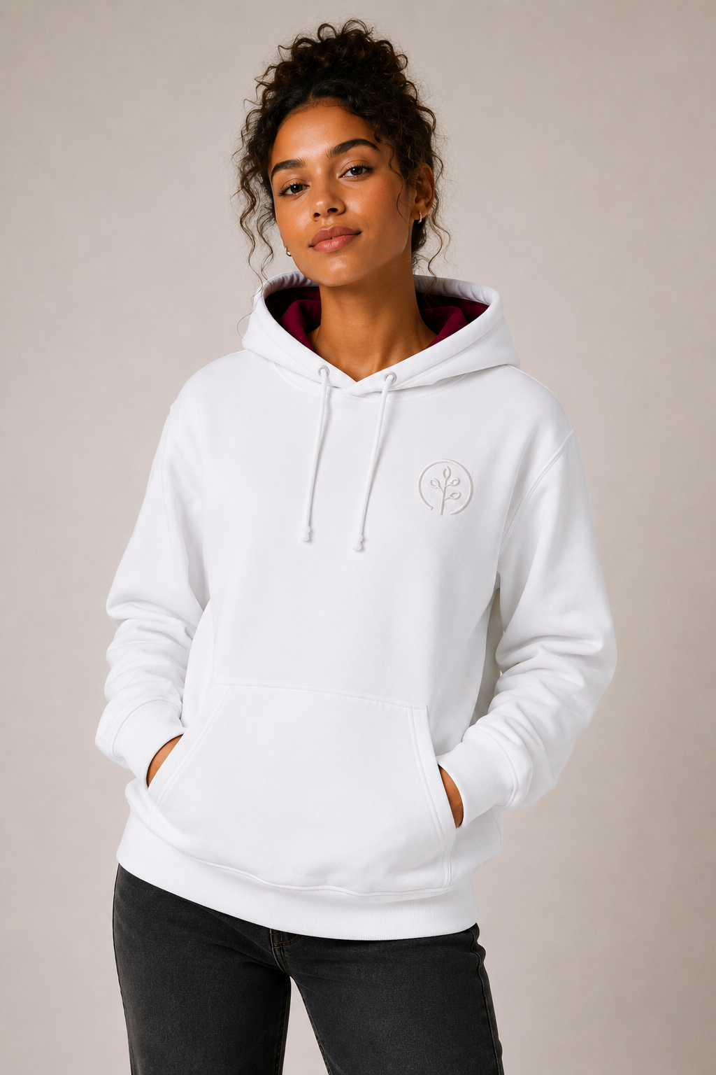 Accent Hoodie White / Burgundy