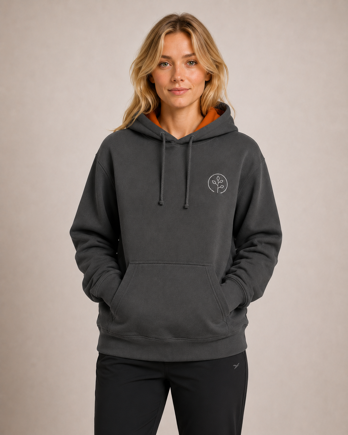 Accent Hoodie Charcoal / Burnt Orange