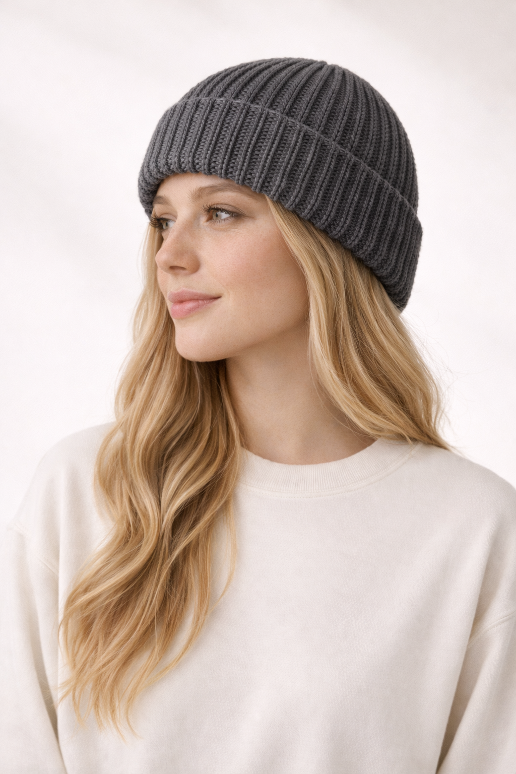 Chunky Knit Beanie - Black Natural