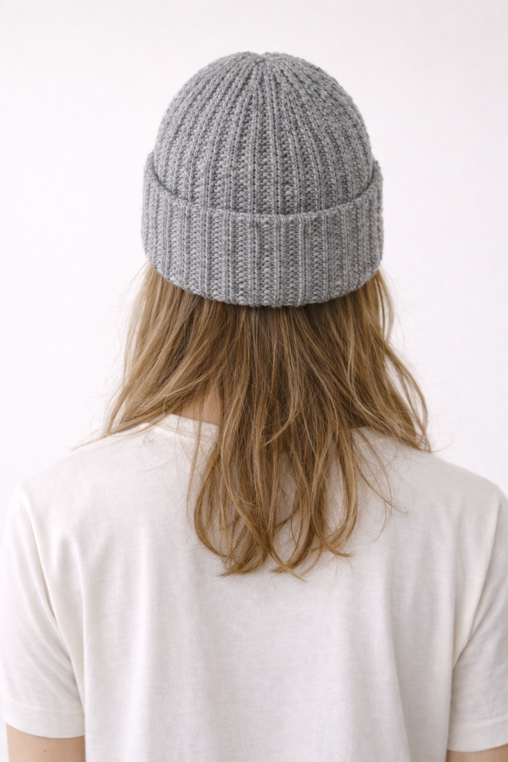 Chunky Knit Beanie - Grey/White