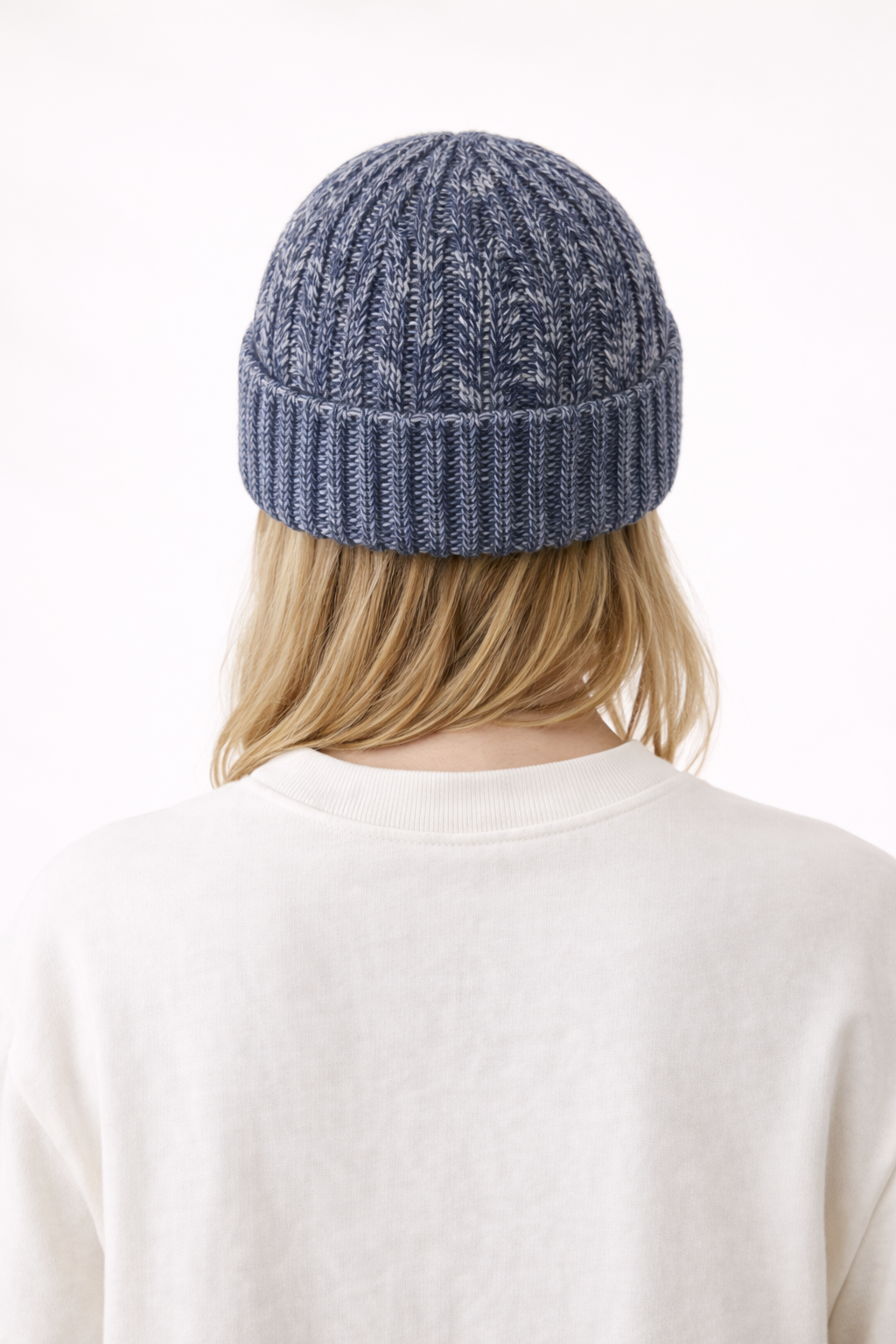 Chunky Knit Beanie - Navy/White