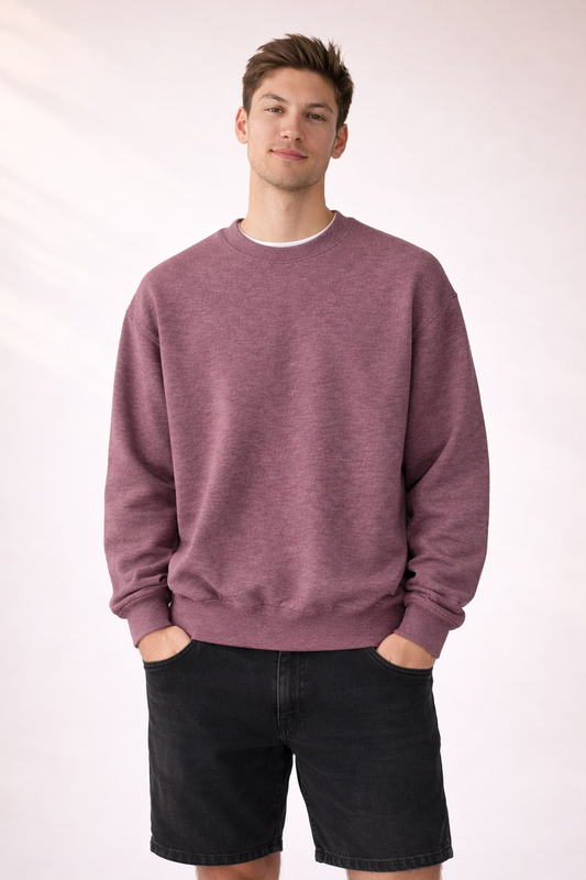 Mens Heavy Crewneck Sweatshirt - Heather Dark Maroon