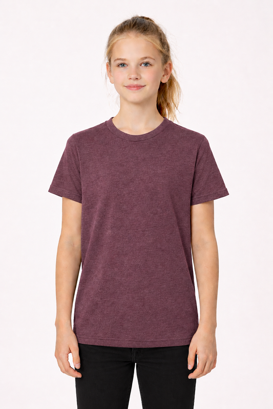 Youth Cotton T-Shirt - Heather Maroon