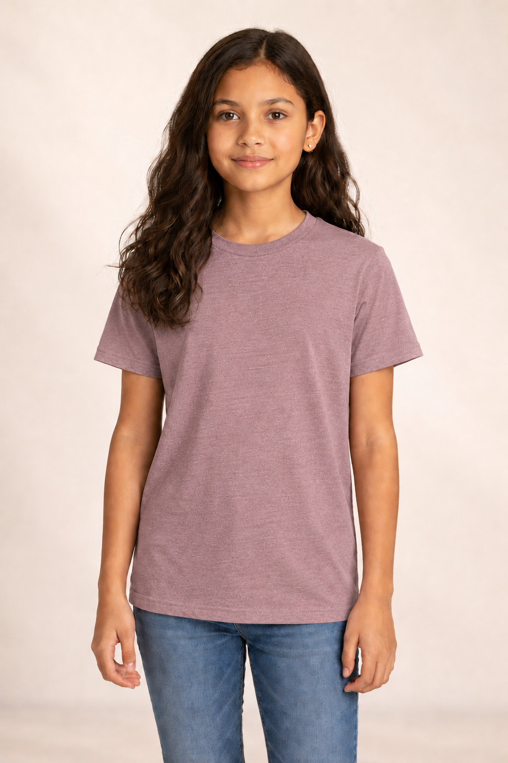 Youth Cotton T-Shirt - Heather Orchid
