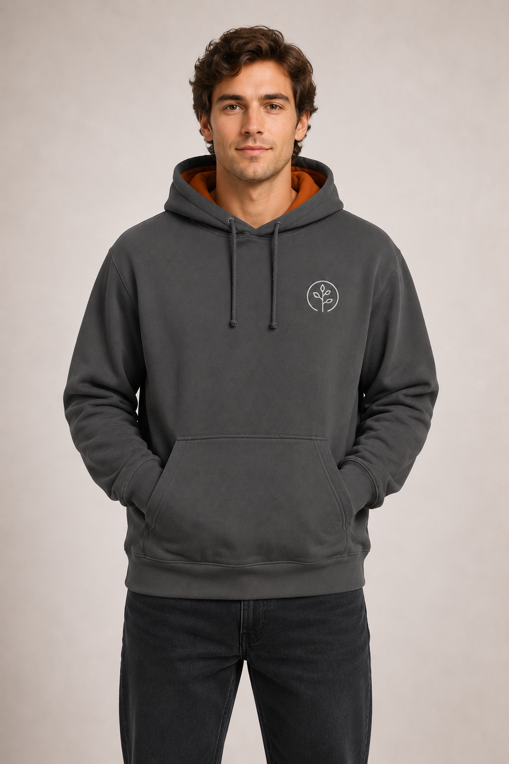 Accent Hoodie Charcoal / Burnt Orange